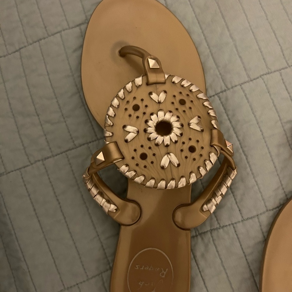 Gold Jack Rogers jelly sandals